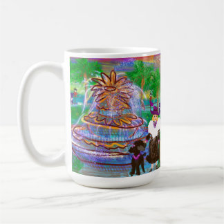 Taza De Café Fuente de Piña de Carolina del Sur con Poodles.