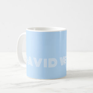 Taza De Café Fuente Divertida Azul Claro y Blanco Nombre Modern