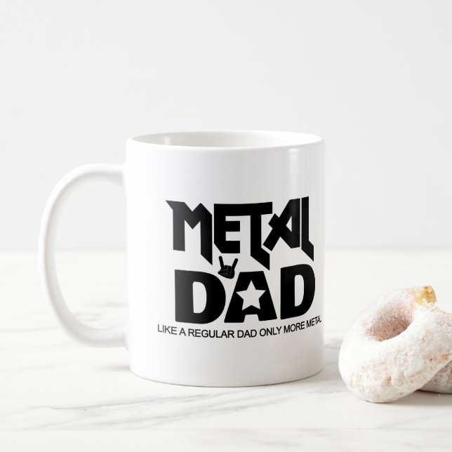 Taza De Café Fuerte música Metalizado papá Rocker Hard Rock Alt (Con donut)