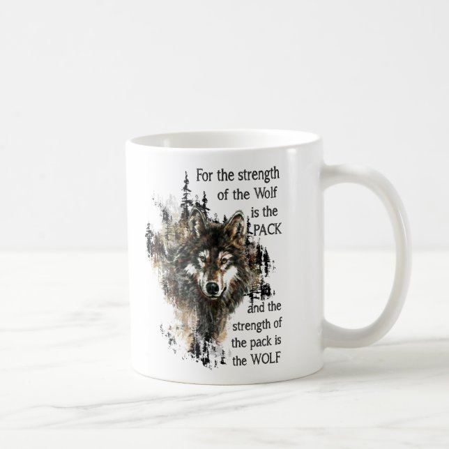 Taza De Café Fuerza del paquete familiar Inspirador de Wolf (Derecha)