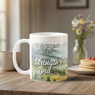 Taza De Café Fuerza renovada en la Escritura cristiana del Seño