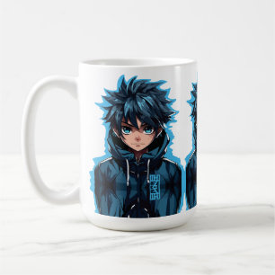 Taza De Café Fuerza Turquesa: Chico de Manga al Estilo Anime