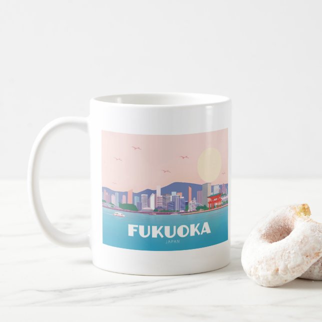 Taza De Café Fukuoka Japón Pastel Travel (Con donut)
