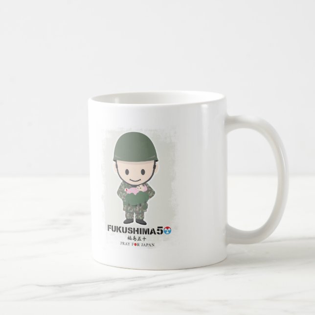 Taza De Café FUKUSHIMA50! Pray for Japan! Self-Defence Force (Derecha)