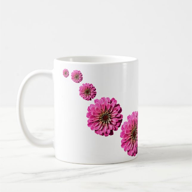 Taza De Café Fun Bright Rosa Zinnia Flower Art (Izquierda)