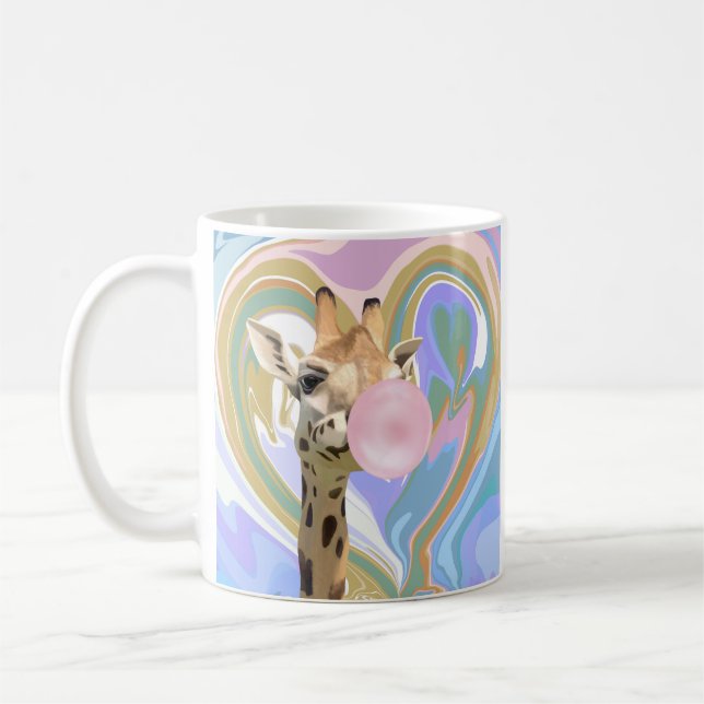 Taza De Café Fun Bubblegum Bearing Giraffe Liquid Swirl Blue (Izquierda)