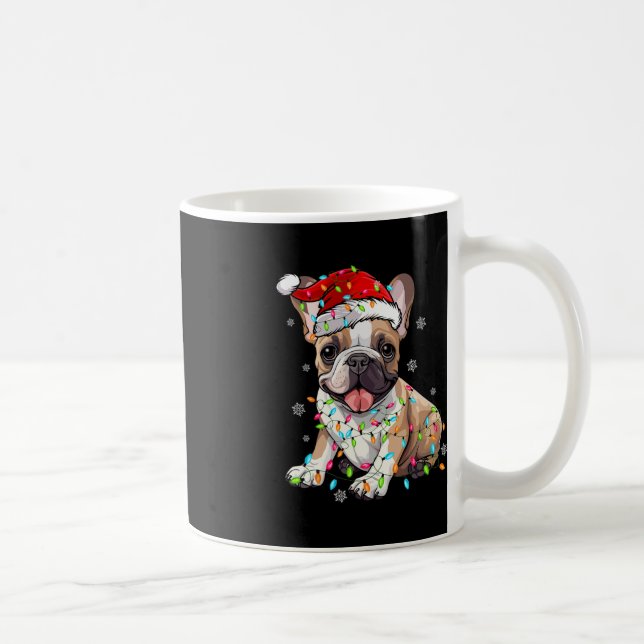 Taza De Café Fun Bulldog francés Perro Árbol Navidades enciende (Derecha)