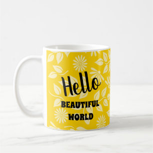 Taza De Café Fun deja la plantilla amarillo brillante patrón D