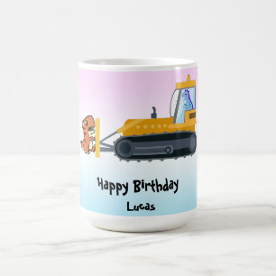 Taza De Café Fun DINO tractor de dinosaurio Farm School Niño de