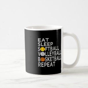 Taza De Café Fun Eat Sleep Softball Volleyball Baloncesto Boys