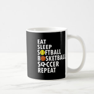 Taza De Café Fun Eat Sleep Softbyll Bysketbyll Soccer Men Boys