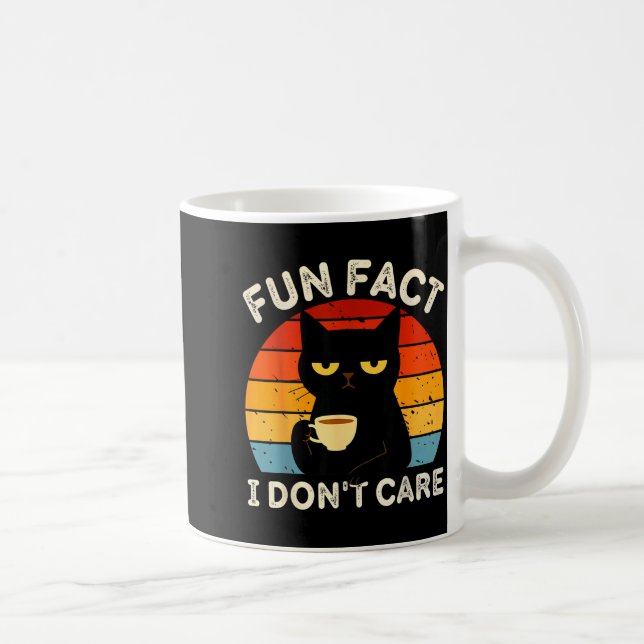 Taza De Café Fun Fact I Don't Care Funny Black Cat Saying Quote (Derecha)