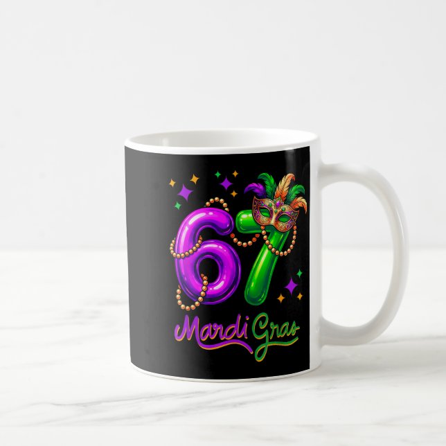 Taza De Café Fun Festive 67 Mardi Gras Party Balloons Beads Mas (Derecha)