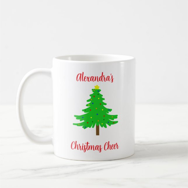 Taza De Café Fun Festive Merry Christmas Trees (Izquierda)