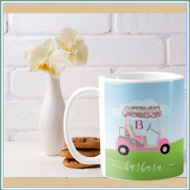 Taza De Café Fun Glitzy Golf Cart Course Personaliza