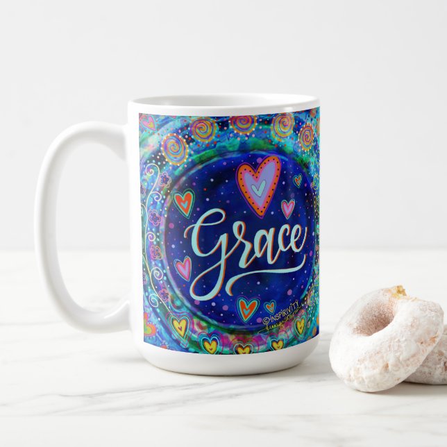 Taza De Café Fun Grace Whimsical Girly Blue Inspirador (Con donut)