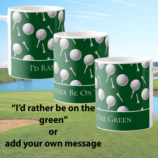 Taza De Café Fun Green Golf Balls and Tees Custom Message (Subido por el creador)