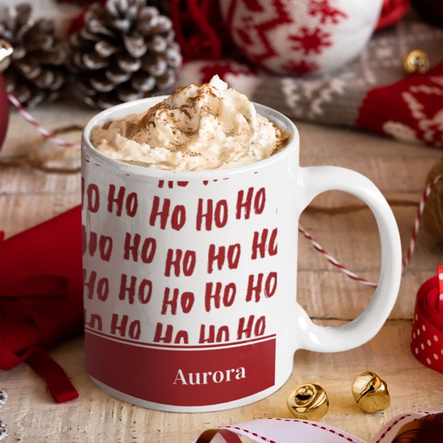 Taza De Café Fun Ho Ho Ho Navidades del patrón de vacaciones ro (Subido por el creador)