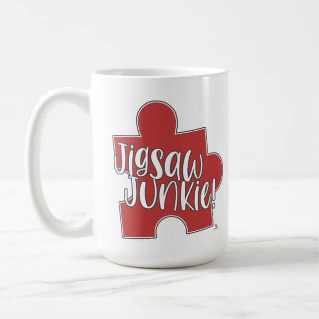 Taza De Café Fun Jigsaw Junkie Puzzle Hobby Logo Design (Izquierda)