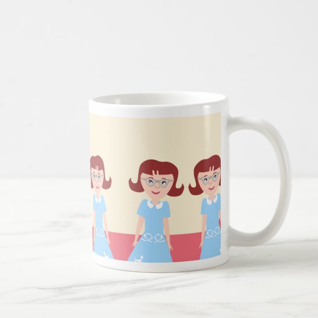 Taza De Café Fun Kitschy Fifties Gal Cute Retro Ilustracion (Derecha)