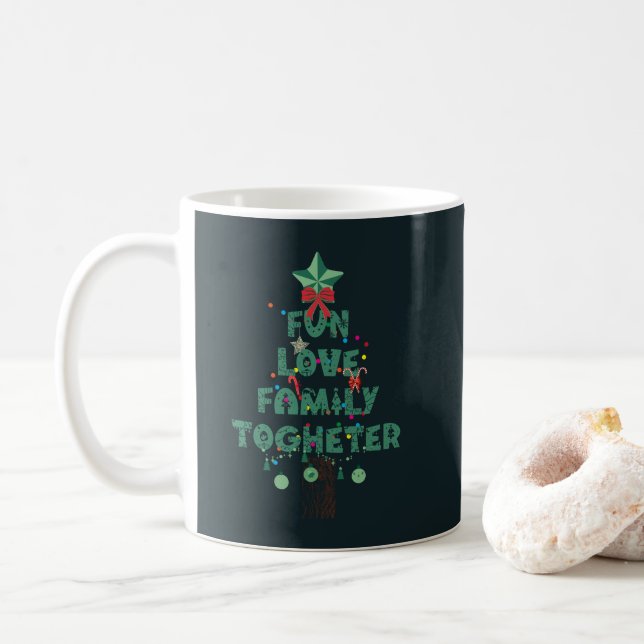 Taza De Café Fun Love Family Together Christmas Tree (Con donut)