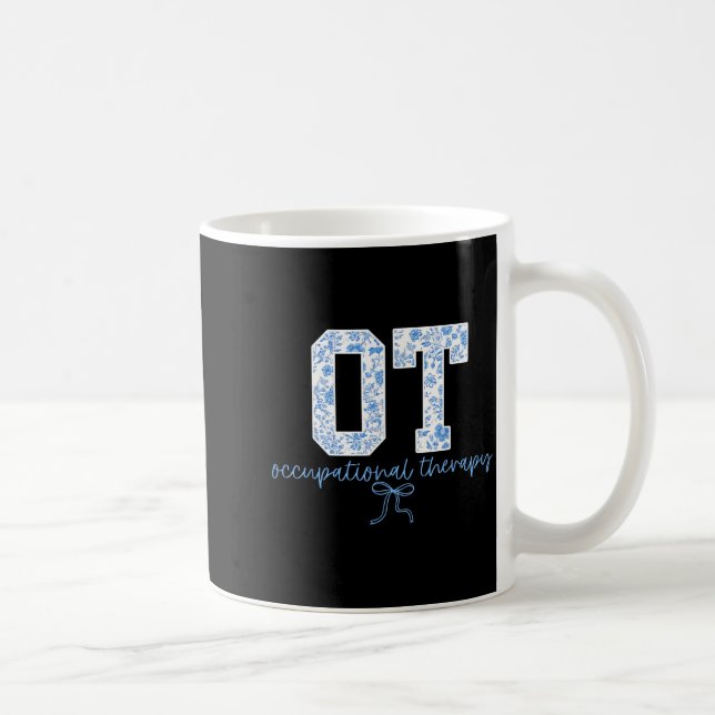 Taza De Café Fun Ot Occupational Therapy Blue Coquette Bow Ot T (Derecha)