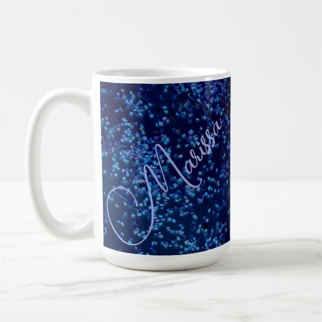 Taza De Café Fun Personalizada Confetti Azul Midnita (Izquierda)