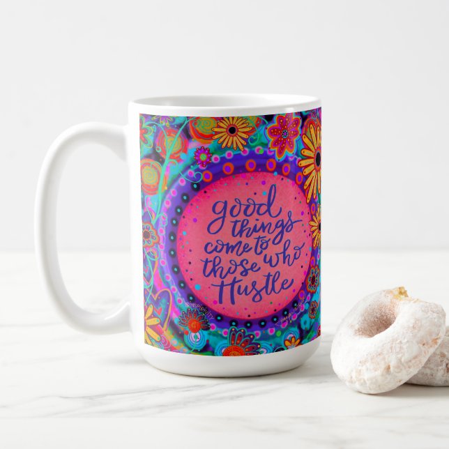 Taza De Café Fun Pink Hustle Cita Inespiritualidad De Jubilació (Con donut)