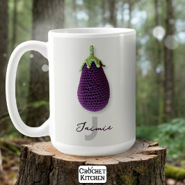 Taza De Café Fun Purple Modern Crochet Mínimo Cochet Eggplant N