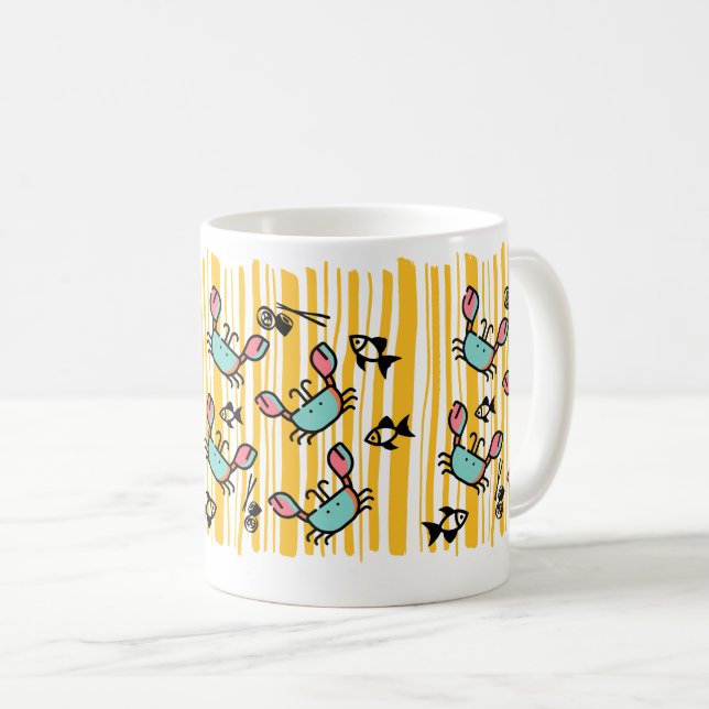 Taza De Café Fun Seafood Crab Fish  (Anverso derecho)
