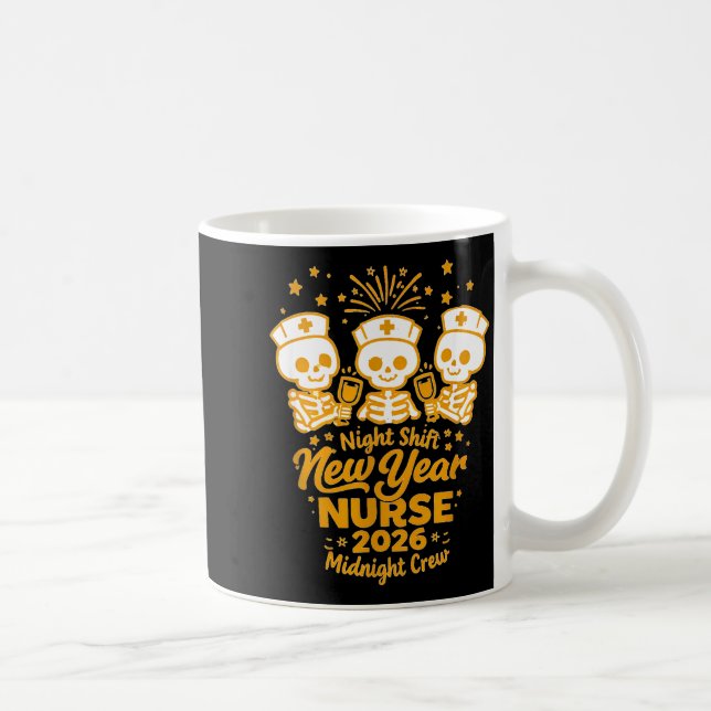 Taza De Café Fun Skeleton Er Icu Nurse Night Shift Crew New Yea (Derecha)