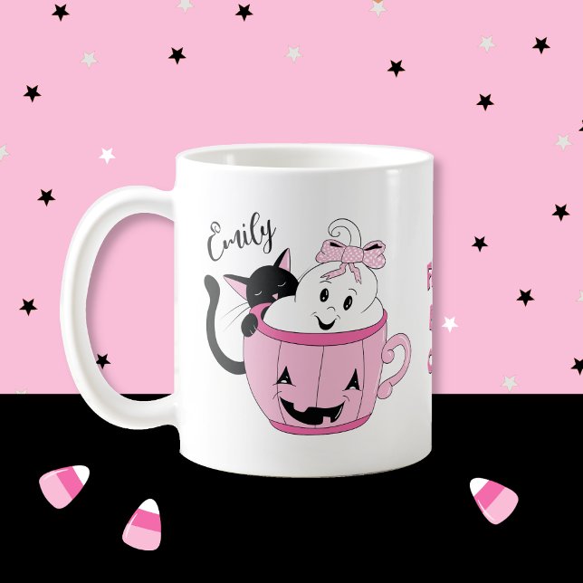 Taza De Café Fun Spooky Cute Halloween Mug Personalizada (Fun spooky cute Halloween mug with name .)