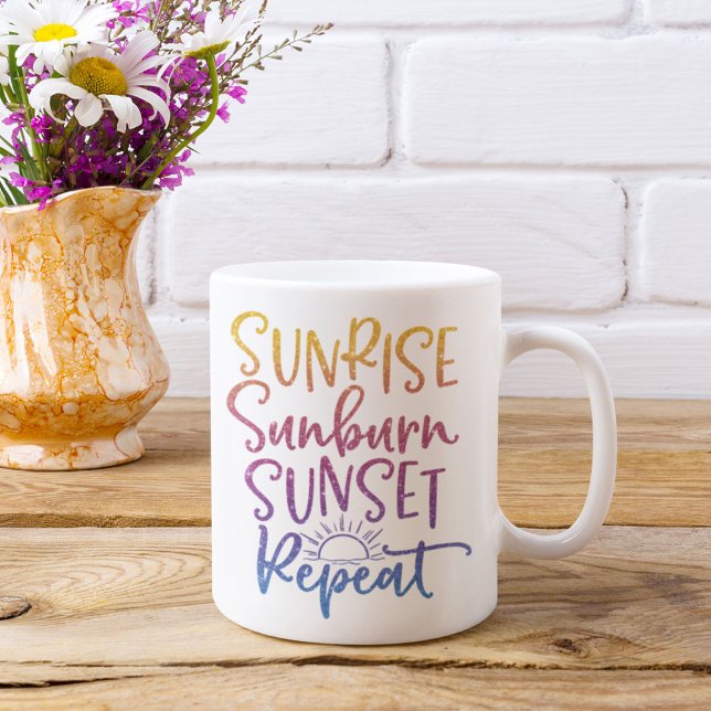 Taza De Café Fun Sunrise Sunburn Sunset Repetir Personalizado (Sunrise Sunburn Sunset Repeat Mug)