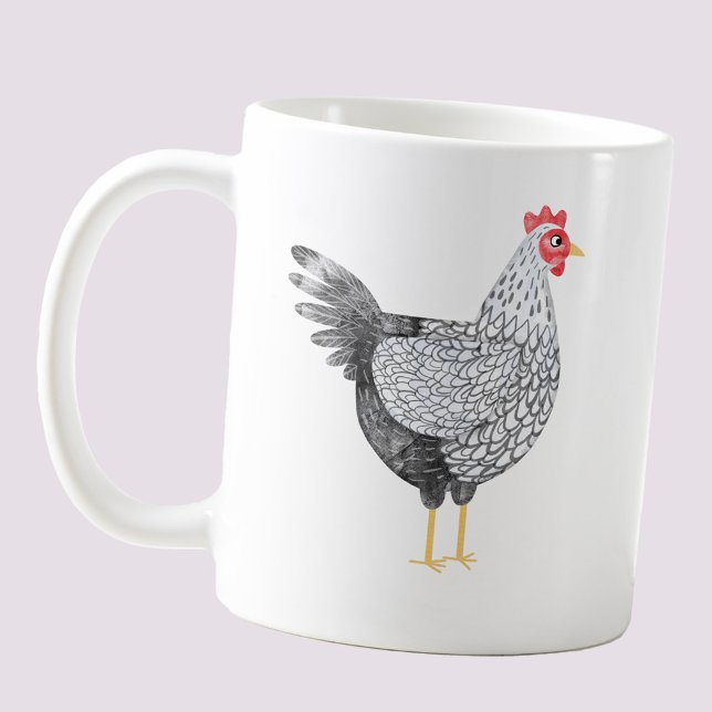 Taza De Café Fun Watercolor Wyandotte Pollo (Fun Wyandotte chicken coffee mug for poultry and bird lovers)