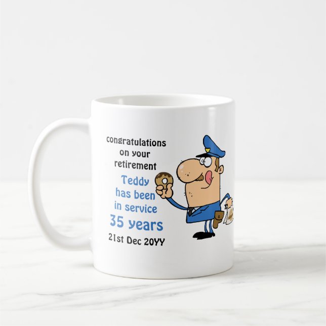 Taza De Café Funcionarios de policía jubilados personalizados (Izquierda)