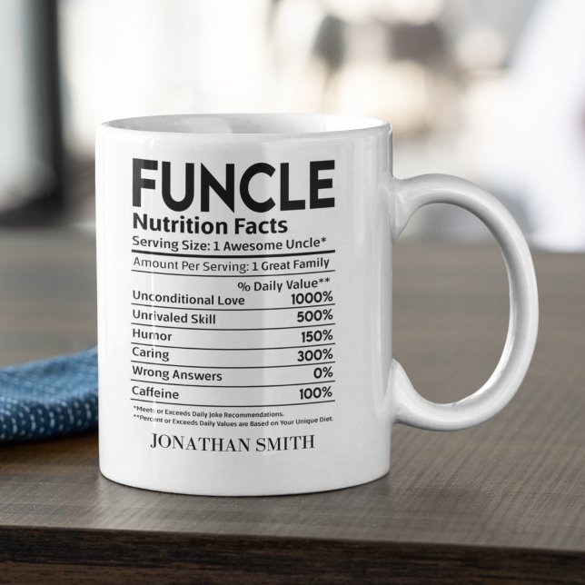 Taza De Café Funcle Nutritions Facts, Funny uncle (Subido por el creador)