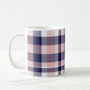 Taza De Café Funda rosa y marina, a cuadros, tartán sin soldadu