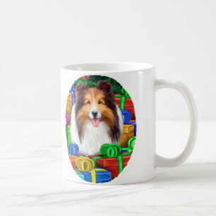 Taza De Café Fundición de regalos abiertos de Sheltie Navidades