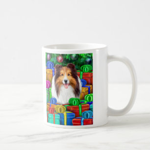 Taza De Café Fundición de regalos abiertos de Sheltie Navidades