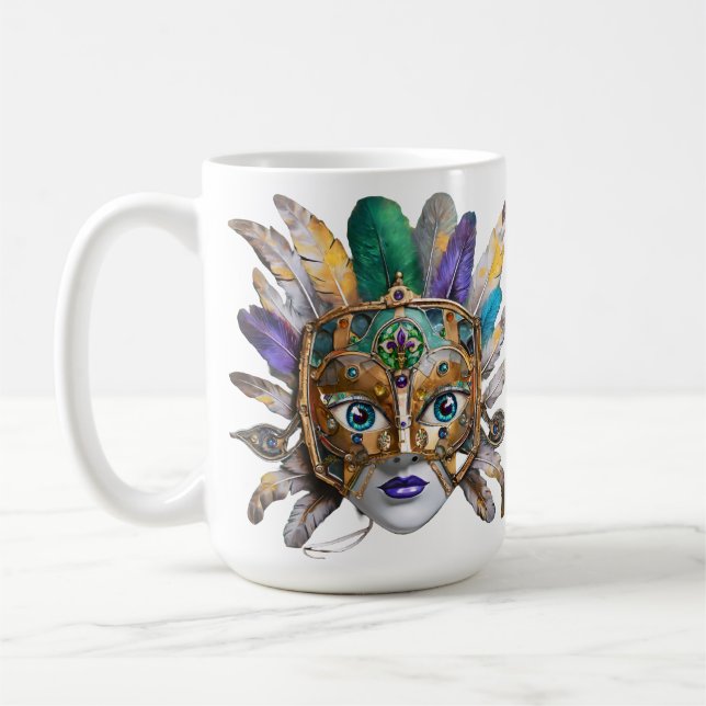 Taza De Café Fúnela de Mardi Gras y máscara Metalizado (Izquierda)