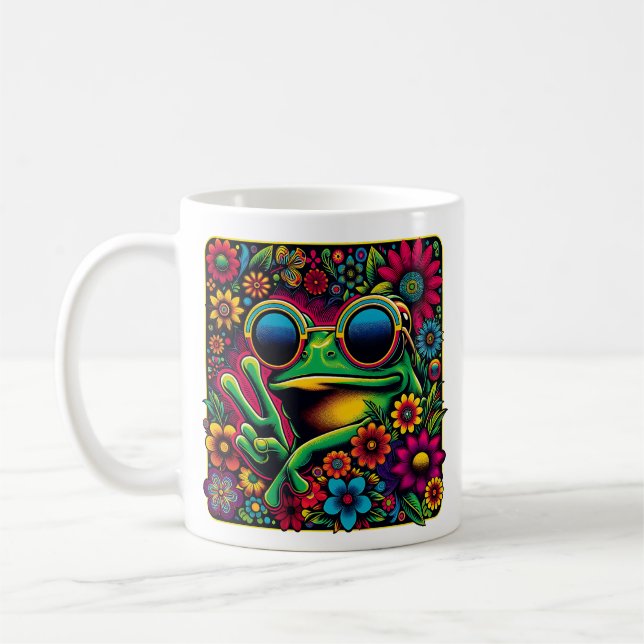 Taza De Café Funky Guay Frog Peace Sign (Izquierda)