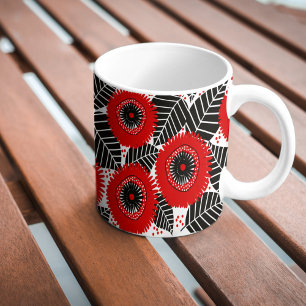 Taza De Café Funky Red Poppies Floral Pattern Mug