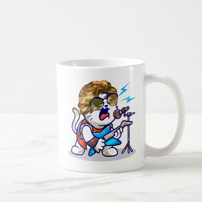 Taza De Café Funky Rockstar Cat - Guay Music Lover Kitty (Derecha)