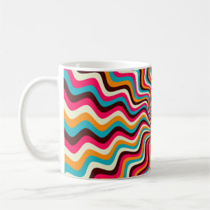 Taza De Café Funky wavy multicolor fondo arte 7.