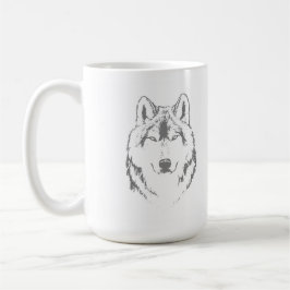 Taza De Café Funky Wolf Head Face Sketch