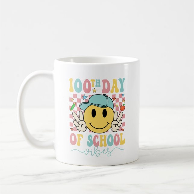 Taza De Café Funny 100th Day Of School Vibes (Izquierda)