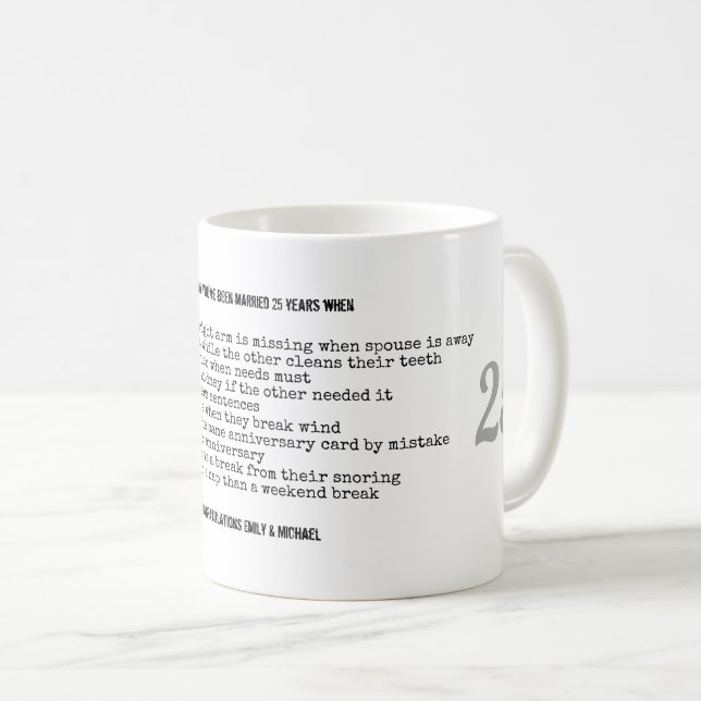 Taza De Café FUNNY 25º Aniversario Boda Personalizado (Anverso derecho)
