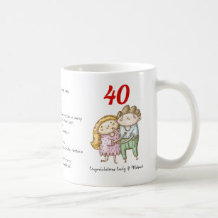 Taza De Café FUNNY 40 Aniversario del Boda Ruby personalizado