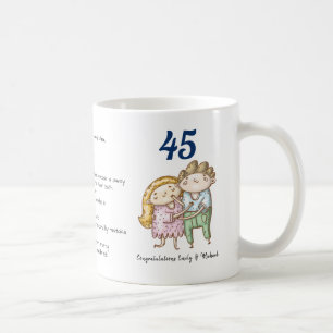 Taza De Café FUNNY 45 Aniversario Boda Sapphire Personalizado