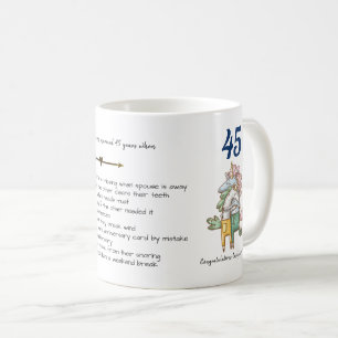 Taza De Café FUNNY 45 Aniversario Boda Unicornios Personalizado